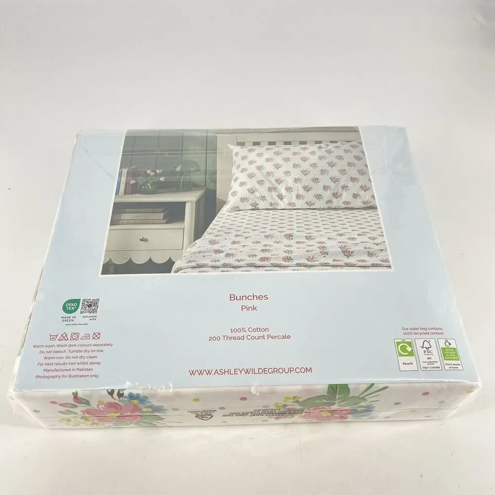 NEW Cath Kidston BUNCHES Pink Twin 3Pc Sheet Set 100% Cotton Floral NWT